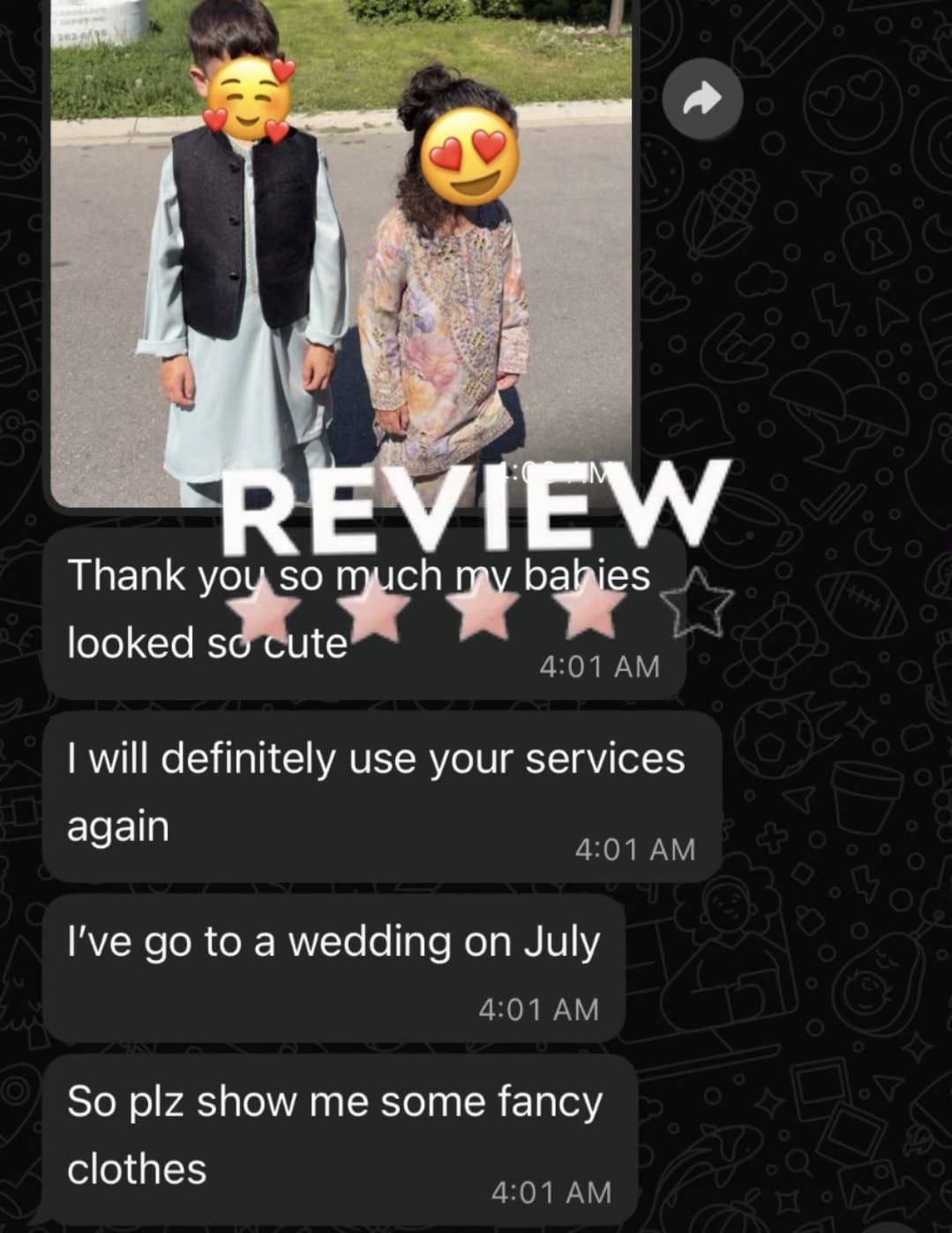 Client Reviews Lahore WhatsApp Parcel Confirmation